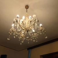 LAMPADARIO A GOCCE DI CRISTALLO ANNI 50