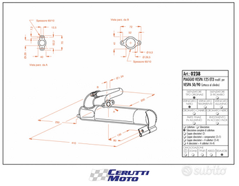 Scarico SITO Piaggio Vespa ET3 125 mod. 50 / 90