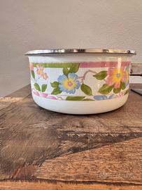 Pentola Smaltata Vintage a Manico Lungo