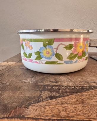 Pentola Smaltata Vintage a Manico Lungo