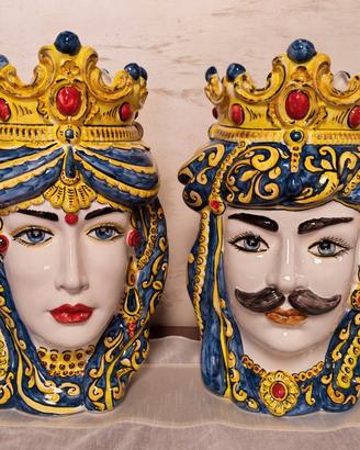 Teste di Moro in ceramica di Caltagirone.
