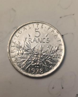 Moneta 5 francs anno 1973