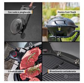BBQ elettrico con grill e doppio appoggio.