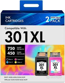 2 cartucce 301 XL (nero e colore) per HP