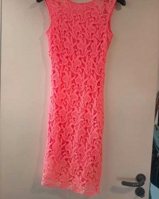 Abito pizzo rosa fluo