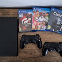 PLAYSTATION 4 SLIM 1 TB + 2 JOYSTICK + 4 GIOCHI
