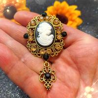 Spilla vintage Cammeo in metallo 