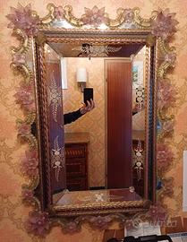 Specchiera in vetro di Murano floreale anni 50