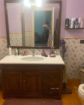 Mobile Bagno in legno antichizzato + specchiera