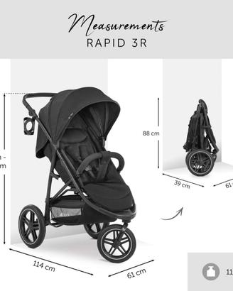 passeggino hauck rapid 3r, fino a 22 kg, 3 ruote