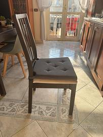 Set di sedie in legno grigio anatrice con cuscino