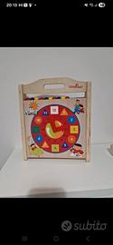 Gioco Montessori  in legno Abaco e orologio 