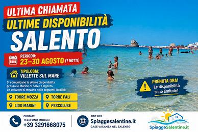 ULTIMA CHIAMATA - SALENTO 23-30 Agosto LAST MINUTE