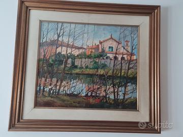 parco  Monza dipinto quadro dal grande Capelletti