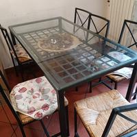 Tavolo da cucina ferro battuto e vetro