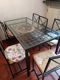 Tavolo da cucina ferro battuto e vetro