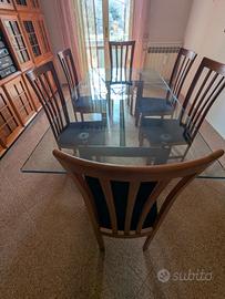 Tavolo in vetro con 6 sedie
