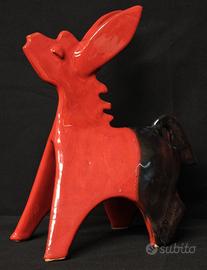 Asino Stilizzato Ceramica Vietrese Rosso D'acunto