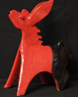 Asino Stilizzato Ceramica Vietrese Rosso D'acunto