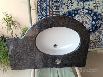 lavabo da incasso+piano e mensola in granito nero