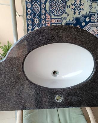 lavabo da incasso+piano e mensola in granito nero