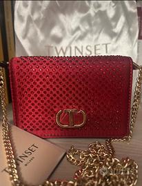 Mini borsa a tracolla Twinset raso strass