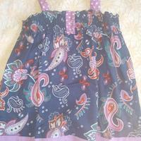 Camicetta canotta cotone blu stampa floreale 8 ann