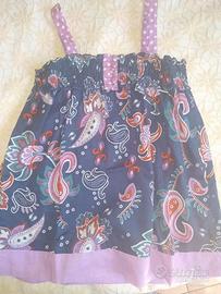 Camicetta canotta cotone blu stampa floreale 8 ann
