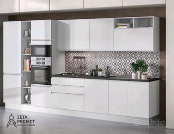 Cucina 3,90m bianco lucido con elettrodomestici ok
