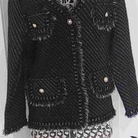 Cardigan  in lana nero spigato con lurex