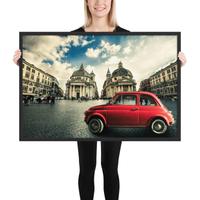 Poster con cornice. Fiat 500 Cinquecento, Roma