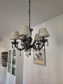 Lampadario color tortora in plastica  