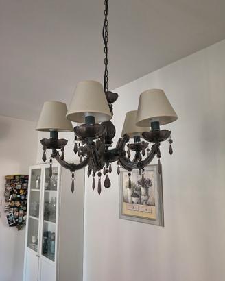 Lampadario color tortora in plastica  