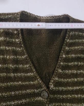 CARDIGAN IN LANA FATTO A MANO AI FERRI, VERDE 