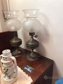 SET LAMPADE A PETROLIO ELETTRIFICATE D'EPOCA 
