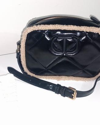 twinset borsetta a tracolla nera cn contor sherpa 