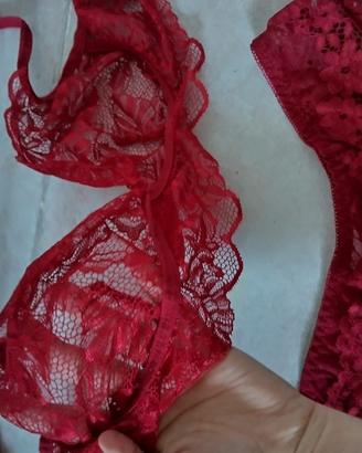completo intimo rosso taglia M donna 