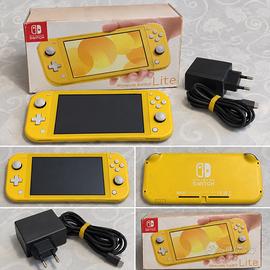 Switch Lite gialla con scatola e caricatore