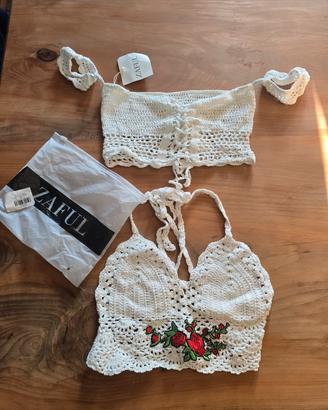2 Top Crochet Zaful Taglia Unica Bianco