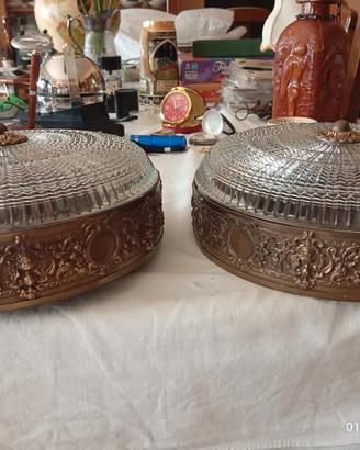 Coppia Plafoniere  vintage - ottone e. cristallo 