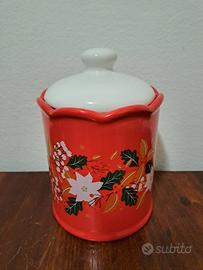 Barattolo/biscottiera natalizia in ceramica NUOVA