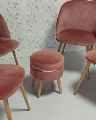SET , 2 Sedie, 2 poltrone e pouf velluto