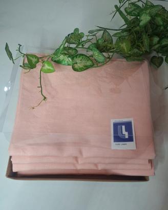 2 coppie federe lino rosa (4 tot)