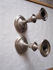 COPPIA CANDELABRI PORTACANDELA ARGENTO ANTICO EPOC