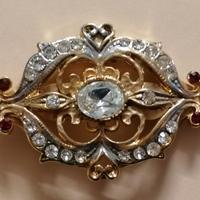 Vintage Eleganti Bigiotteria Spilla con Pietre dur