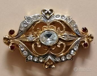 Vintage Eleganti Bigiotteria Spilla con Pietre dur
