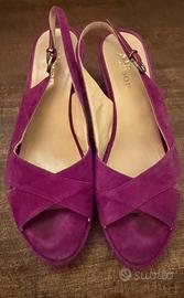 Sandali zeppa Allison in camoscio magenta / viola