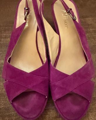 Sandali zeppa Allison in camoscio magenta / viola