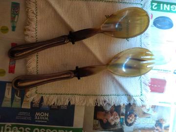 Posate insalata in argento 800, stile inglese