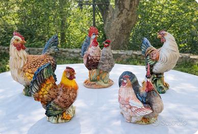 Set galline/galli ceramica vintage Italia